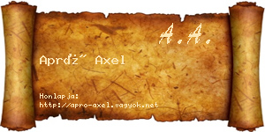 Apró Axel névjegykártya